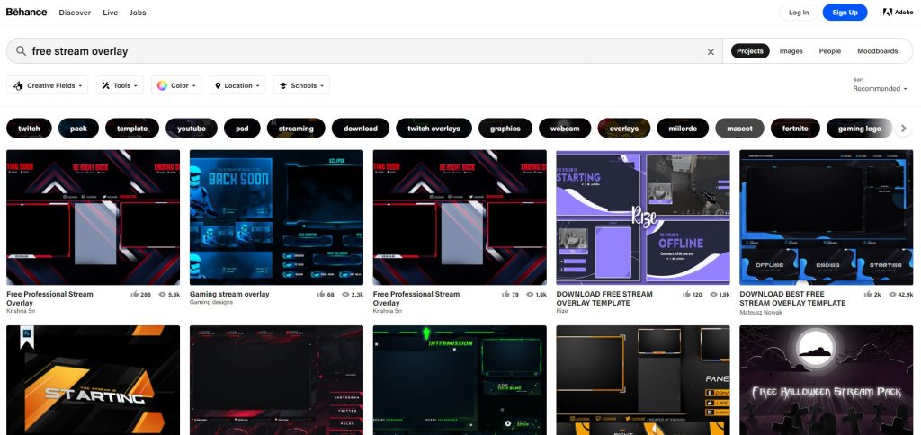Behance – Overlays Gratuitos para Stream