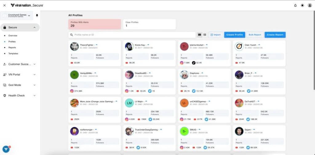 VN Secure influencers profiles