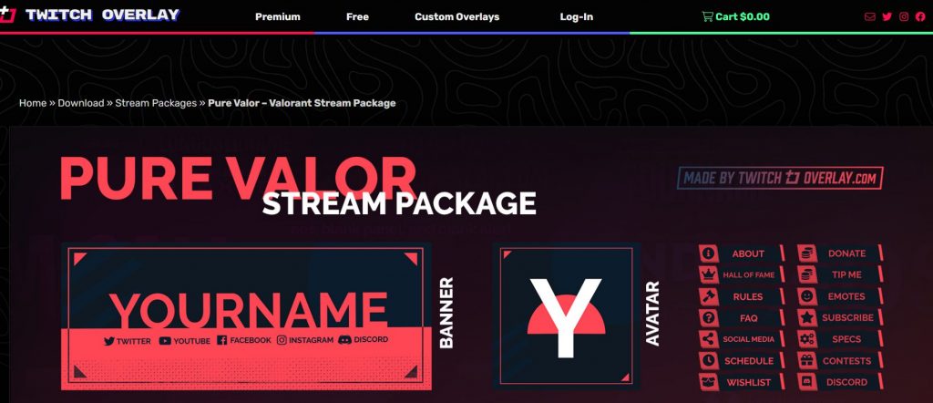 Twitch Overlay – Paquete Pure Valor Stream