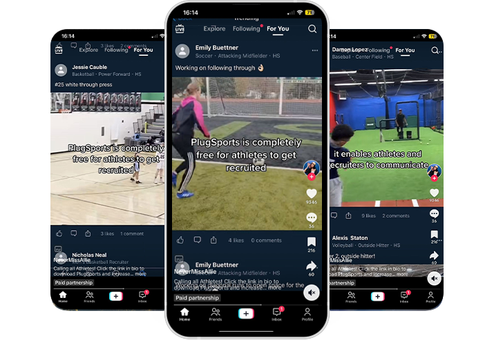 Social media examples for PlugSports